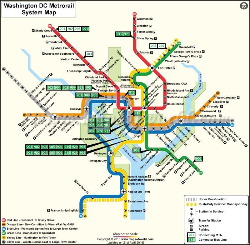 Vaşinqton tramvay xəritə