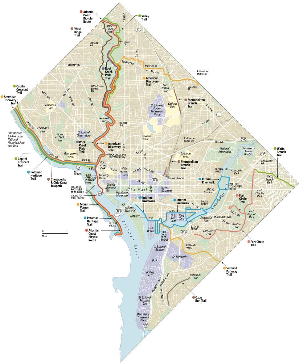 Vaşinqton marşrutları dc bike xəritə