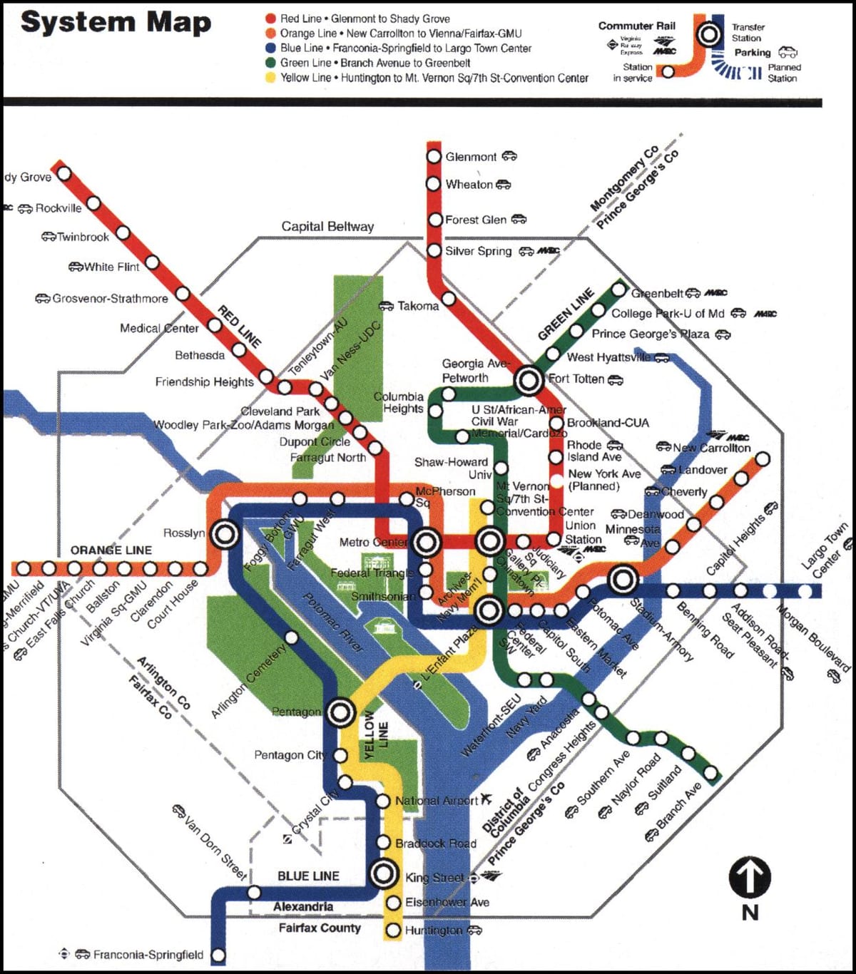 Vaşinqtonda qatar metro DC xəritə