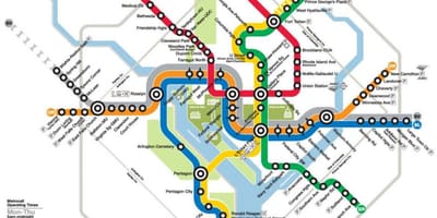 Vaşinqton DC metro və dəmir yol xəritəsi