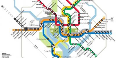 Vaşinqton DC metro və dəmir yol xəritəsi