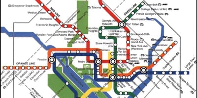 Vaşinqtonda qatar metro DC xəritə