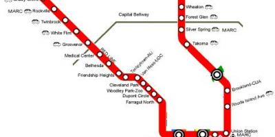 Vaşinqton DC metro qırmızı xətt xəritə